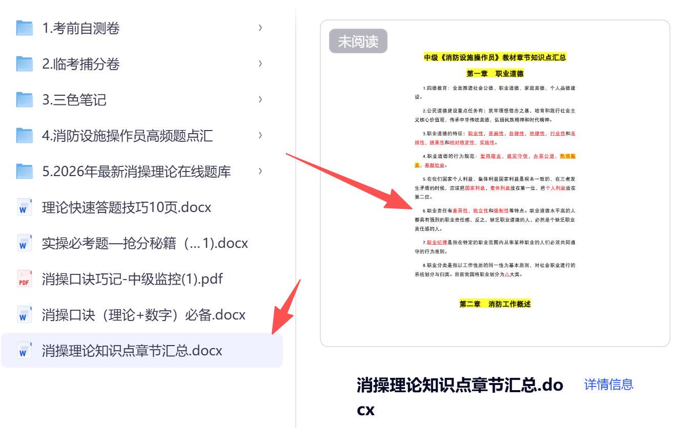 中级消操|教材章节汇总文档考点